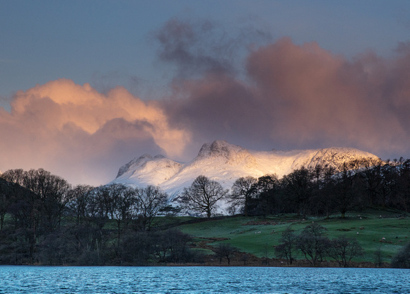The Langdale Pikes across Loughrigg Tarn 2